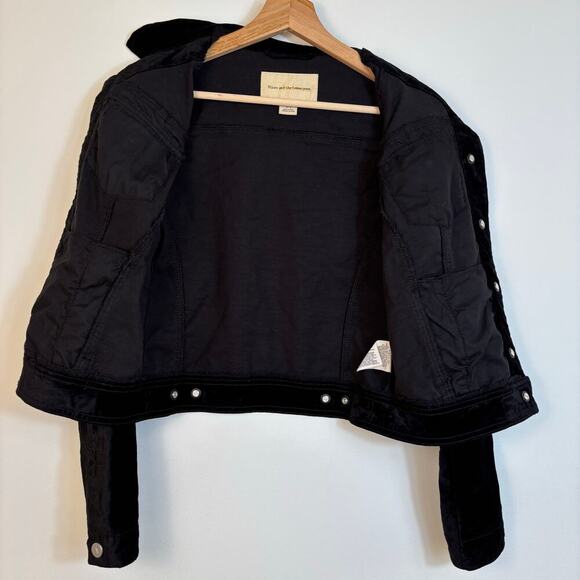 Pilcro and the Letterpress Velvet Jacket Size Small Black Button Up Slim Grunge - Picture 7 of 11